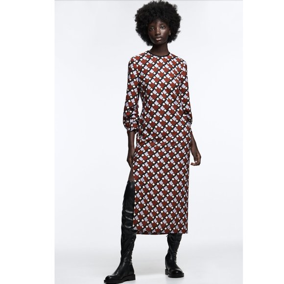 Zara Printed Midi Dress Sz S, L NWT - Picture 12 of 12